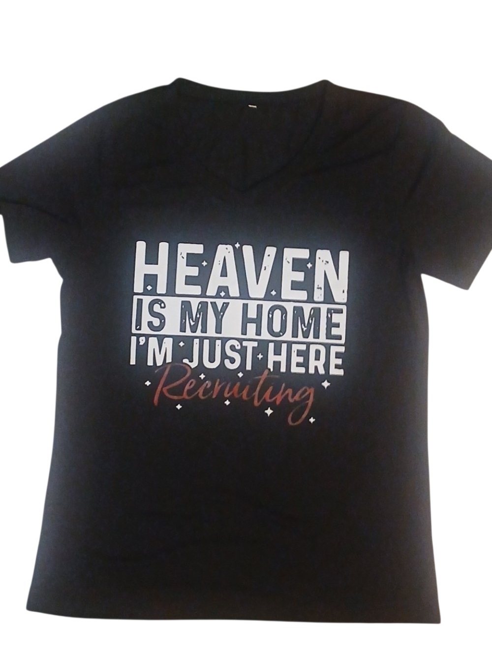 Access - Black Tee Shirt W/ Christian Print, Short Sleeve, V-Neck, Size Small - Picture 2 of 8
